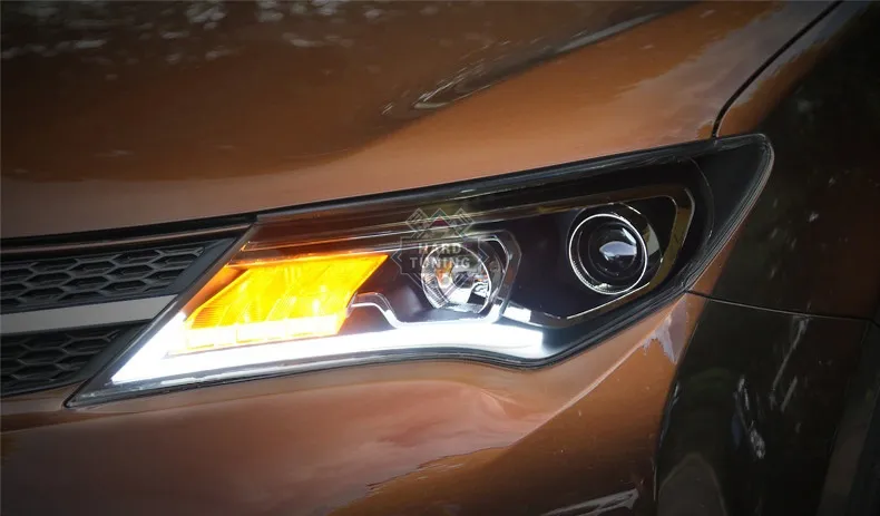 Тюнинг фары Toyota Rav4 '13 с линзами, черные H7/H1
