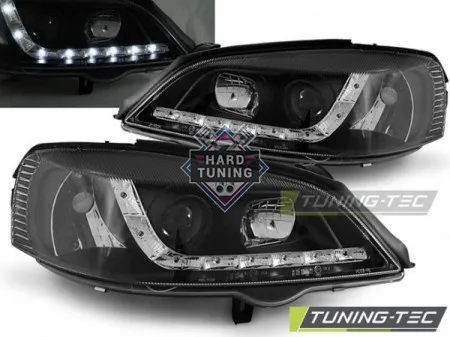 Передние фары Opel Astra G (1997-2004) Daylight черные