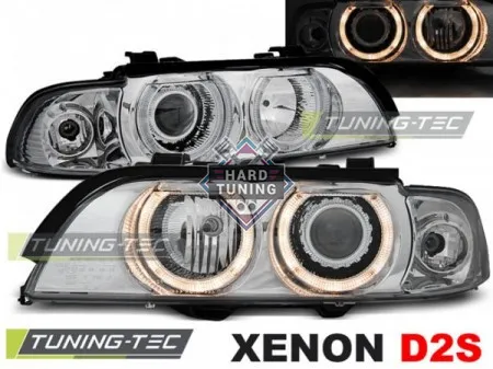 Передние фары BMW E39 (1995-2003) XENON HEADLIGHTS ANGEL EYES fits хром
