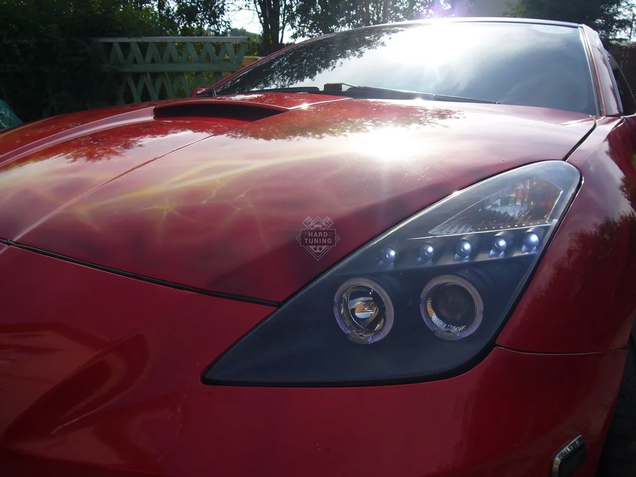Передние фары Toyota Celica T230 (1999-2005) Angel Eyes черные