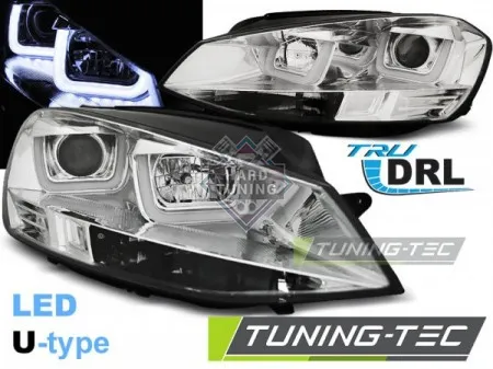 Передние фары Volkswagen Golf 7 (2012-2017) U-LED Light хром