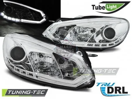 Передние фары Volkswagen Golf 6 (2008-2012) Tube Light DRL хром