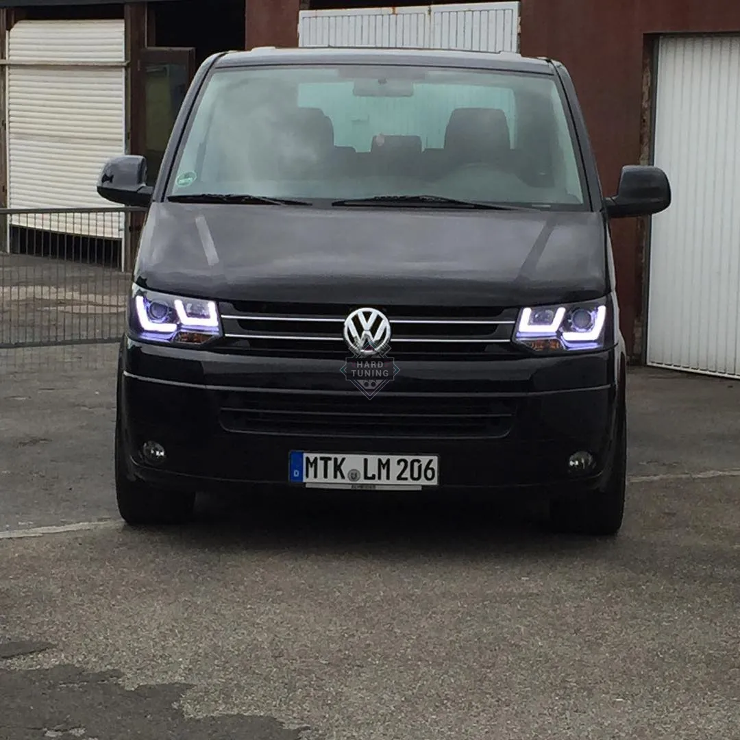 Передние фары Volkswagen T5 (2010-2015) U-LED Light черные