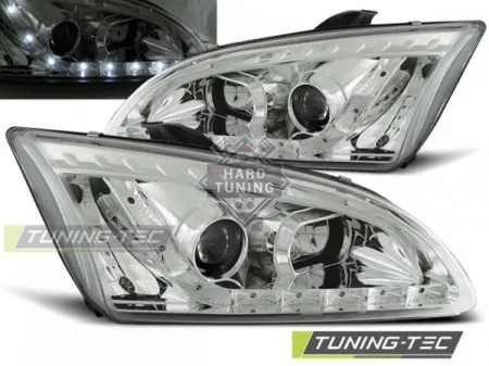 Передние фары FORD FOCUS 2 (2004-2008) DAYLIGHT хром