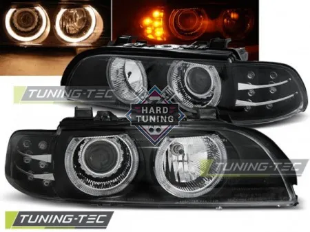 Передние фары BMW E39 (1995-2003) HEADLIGHTS ANGEL EYES LED INDICATOR черные