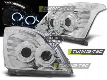 Передние фары Toyota Land Cruiser Prado 120 (2003-2009) Angel Eyes хром