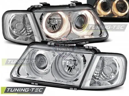 Передние фары AUDI A3 8L 1996-2000 HEADLIGHTS ANGEL EYES fits хром
