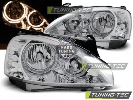 Передние фары Opel Corsa C (2000-2006) Angel Eyes хром