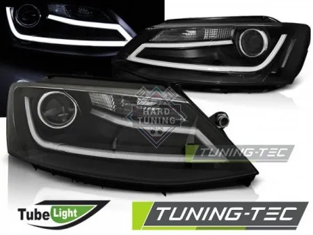 Передние фары Volkswagen Jetta 6 (2011-2018) Tube Light черные