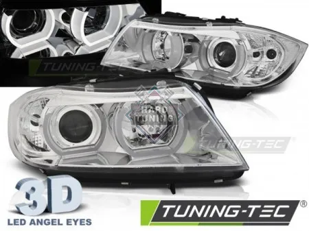 Передние фары BMW E90/E91 (2005-2008) HEADLIGHTS U-LED LIGHT 3D fits хром