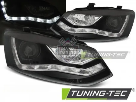 Передние фары Volkswagen Polo 5 (2009-2014) Daylight черные