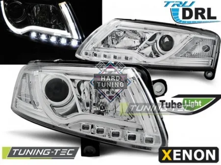 Передние фары AUDI A6 C6 2004-2008 XENON HEADLIGHTS TUBE LIGHT DRL CHROME fits