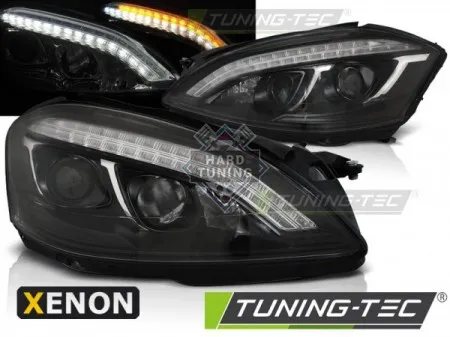 Передние фары Mercedes W221 (2005-2009) Xenon Daylight черные