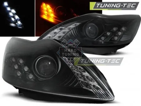 Передние фары FORD FOCUS 2 (2008-2010) DAYLIGHT черные