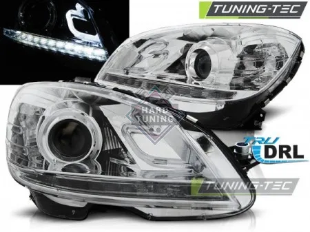 Передние фары Mercedes W204 (2007-2010) True DRL хром