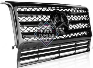 Решетка радиатора Мерседес Mercedes Benz G-class W463 1990-2013 года AMG-Style, полностью черная.