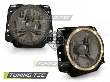 Передние фары Volkswagen Golf 2 (1983-1991) Angel Eyes Smoke