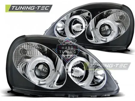 Передние фары Toyota Yaris (1999-2003) Angel Eyes черные