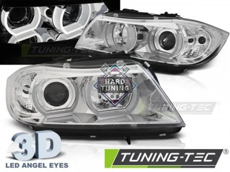 Передние фары BMW E90/E91 (2005-2008) HEADLIGHTS U-LED LIGHT 3D fits хром
