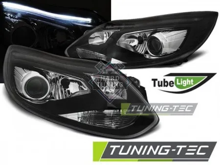 Передние фары Ford Focus 3 (2011- 2014) Tube Lights черные