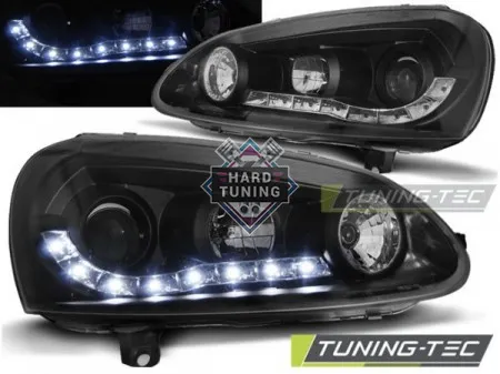 Передние фары Volkswagen Golf 5 (2003-2009) Daylight черные