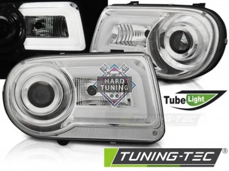 Передние фары Chrysler 300C (2005-2010) Tube Light хром