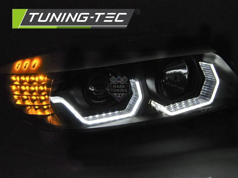 Передние фары BMW E90/E91 (2005-2008) HEADLIGHTS ANGEL EYES LED 3D fits черные