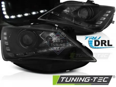 Передние фары Seat Ibiza 6J (2012-2015) True DRL черные