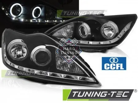 Передние фары Ford Focus 2 (2008-2010) Angel Eyes CCFL черные