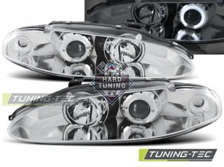 Передние фары Mitsubishi Eclipse 2 (1995-1996) Angel Eyes хром