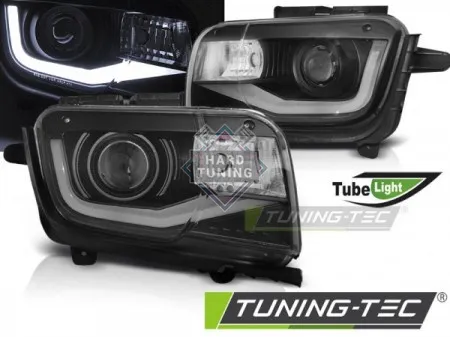 Передние фары Chevrolet Camaro 5 (2009-2013) Tube Light черные