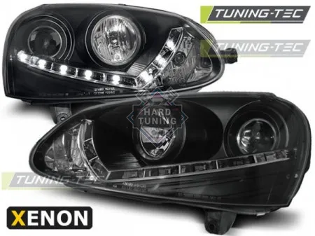 Передние фары Volkswagen Golf 5 (2003-2008) Xenon Daylight черные