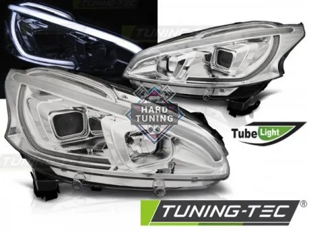 Передние фары Peugeot 208 (2012-2015) Tube Light хром
