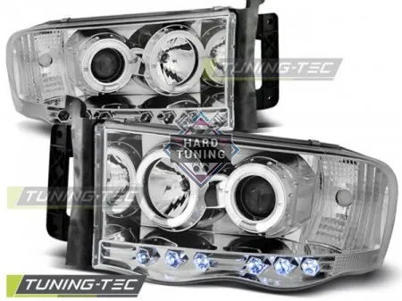 Передние фары Dodge Ram (2002-2006) Angel Eyes хром