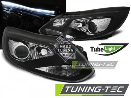 Передние фары Ford Focus 3 (2011- 2014) Tube Lights черные