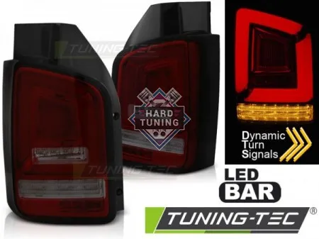 Задние фары VW T5 (2003-2009) LED BAR TAIL LIGHTS SEQ fits красно-тонированные