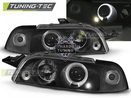 Передние фары Fiat Punto 1 (1993-1999) Angel Eyes черные