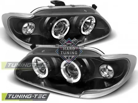 Передние фары Renault Megane/Scenic (1996-1999) Angel Eyes черные