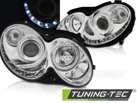 Передние фары Mercedes CLK W209 (2003-2010) Daylight хром