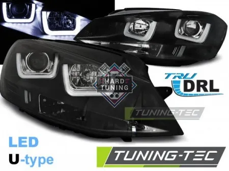 Передние фары Volkswagen Golf 7 (2012-2017) U-LED Light черные