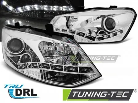 Передние фары Volkswagen Polo 5 (2009-2014) True DRL хром
