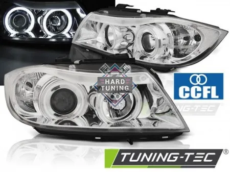 Передние фары BMW E90/E91 (2005-2008) HEADLIGHTS ANGEL EYES CCFL fits хром