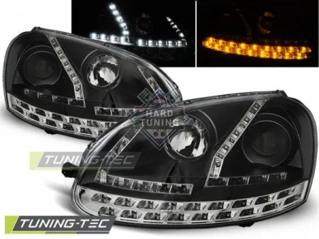 Передние фары Volkswagen Golf 5 (2003-2008) Daylight черные