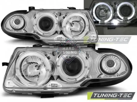 Передние фары Opel Astra F (1991-1994) Angel Eyes хром