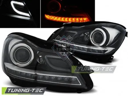 Передние фары Mercedes W204 Coupe C-Class (2011-2014) черные