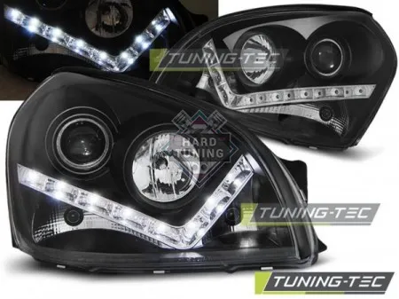 Передние фары Hyundai Tucson 1 (2004-2010) Daylight черные