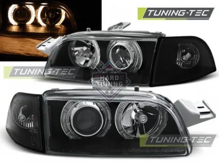 Передние фары Fiat Punto 1 (1993-1999) Angel Eyes черные