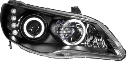 Передние фары Хонда Цивик 4д Honda Civic 2006-2011 г, седан, тюнинг, ангельские глазки, черные.