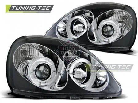 Передние фары Toyota Yaris (1999-2003) Angel Eyes черные