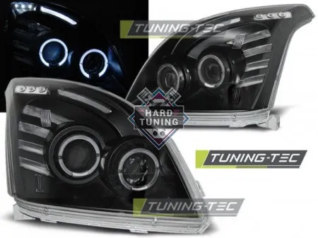 Передние фары Toyota Land Cruiser Prado 120 (2003-2009) Angel Eyes черные